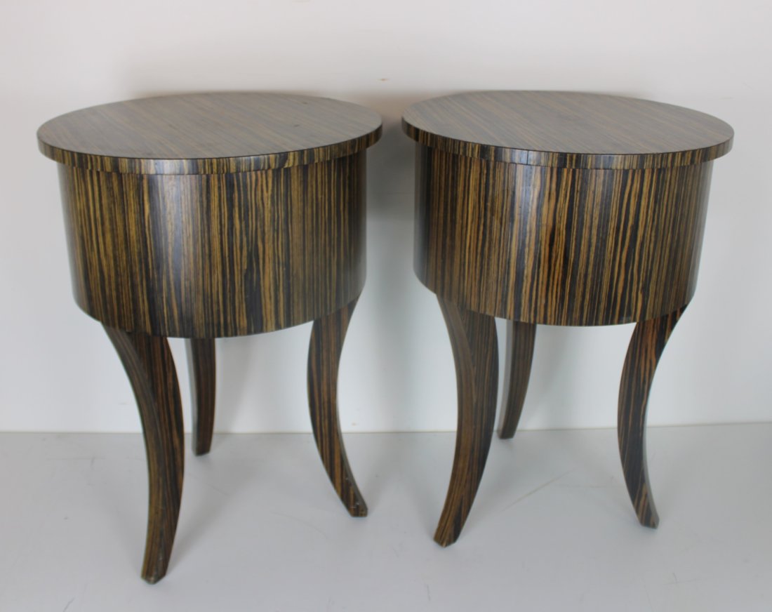 Pair of Exotic Wood Side Endtables. (1 of 4)