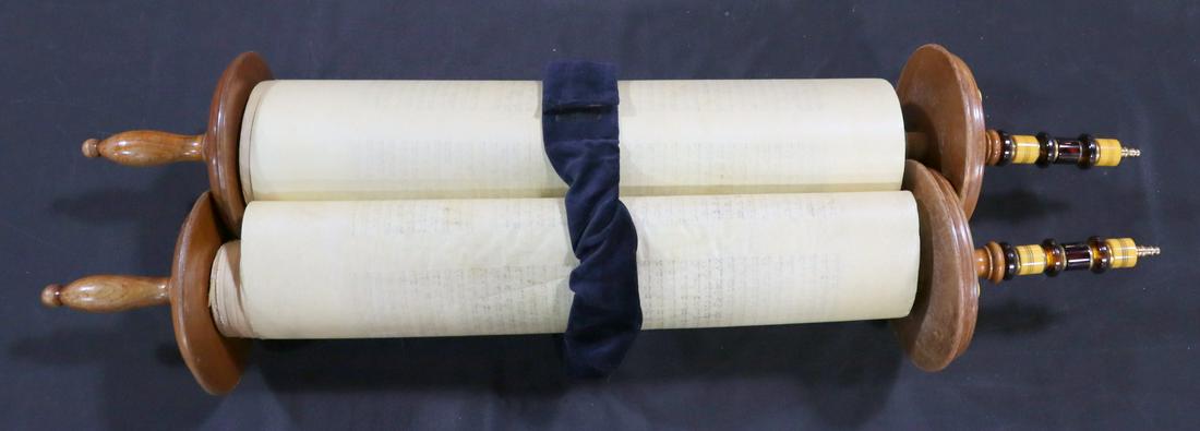 Judaica. Antique Hand Written Torah Scroll & Cover (1 of 15)