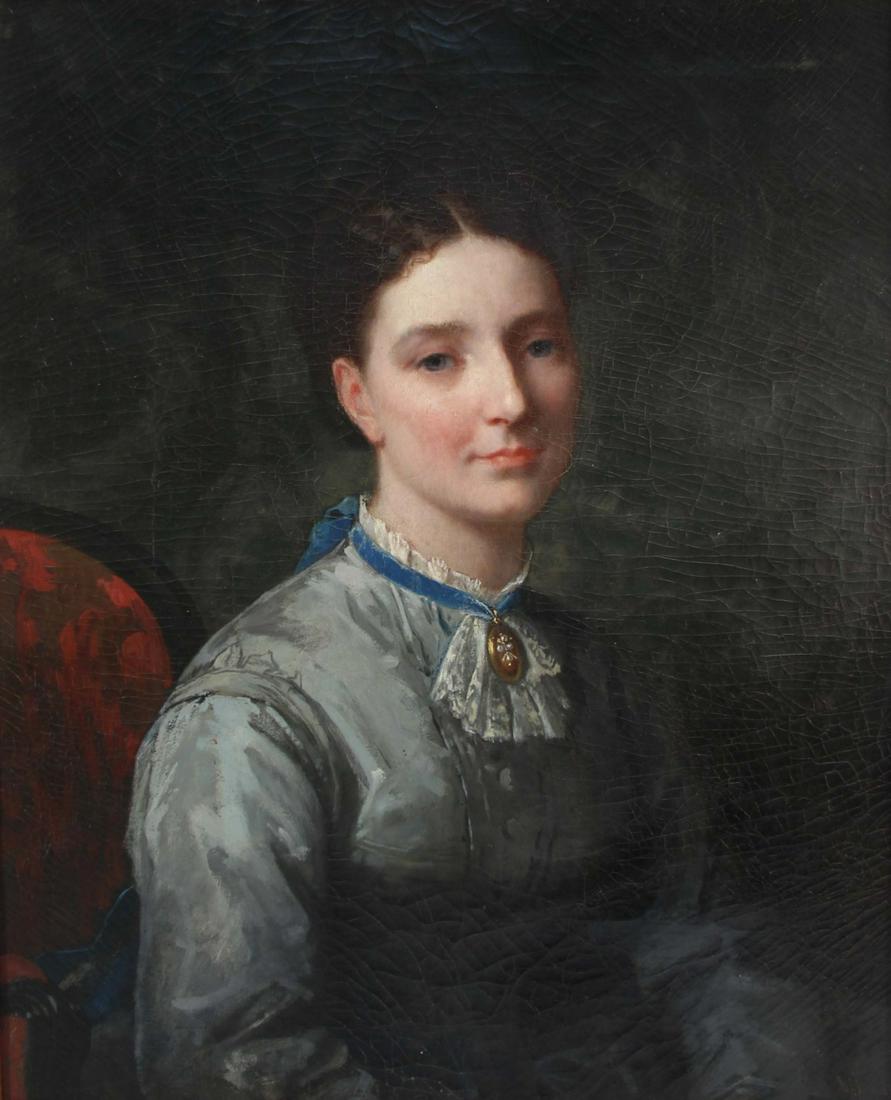 AMERICAN SCHOOL (19TH CENTURY).: Oil on canvas. Portrait. From a New Jersey collection. - Dimensions: 29" high x 23.75" wide