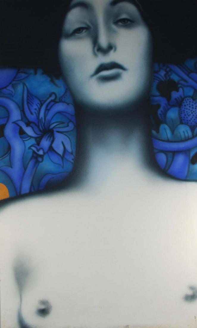 AMERICAN SCHOOL (20TH CENTURY).: Oil on canvas. Nude. From a New York collection. - Dimensions: 60" high x 36.5" wide