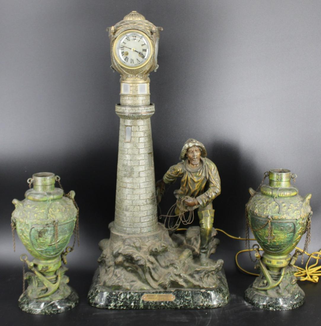 Antique Patinated Metal Figural Lighthouse (1 of 14)