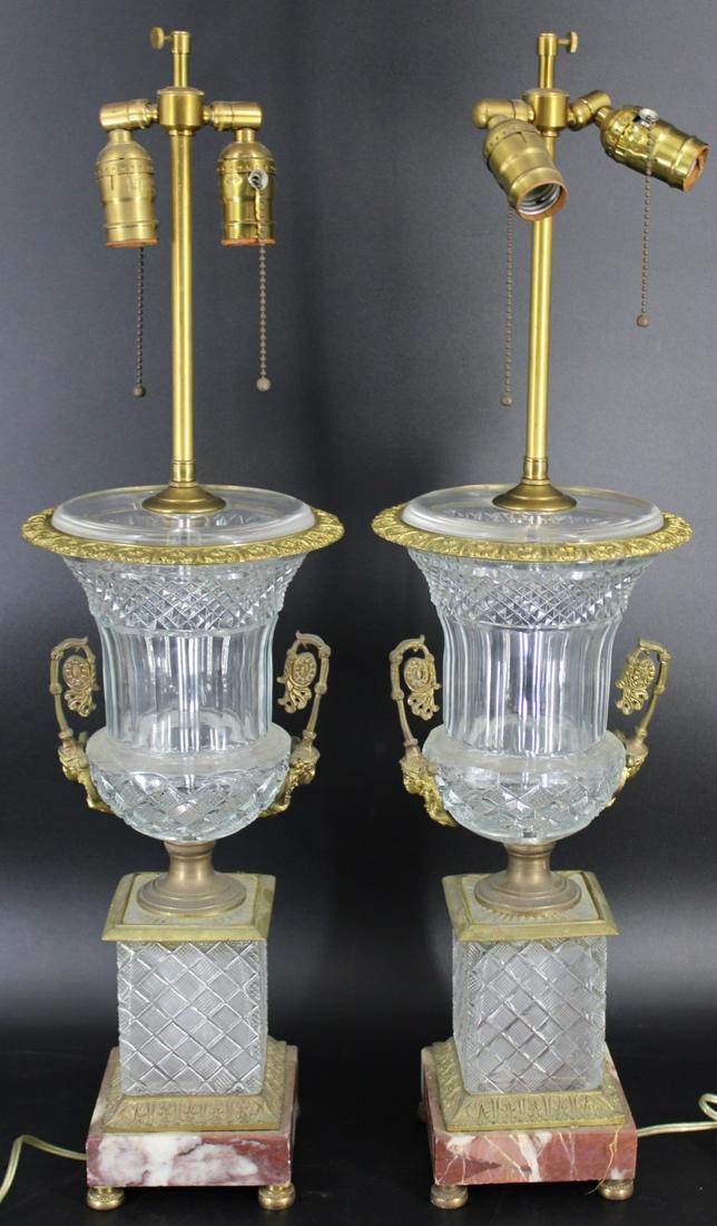 A Fine Pair Of Bronze Mounted Cut Glass Urn Form (1 of 6)