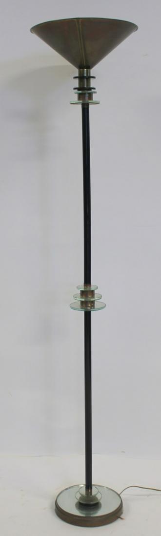 Art Deco Chrome & Mirrored Torchiere Lamp. (1 of 5)