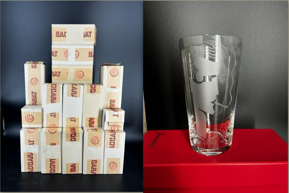 28 Baccarat "Smoking Man" Bar Glasses In Boxes (1 of 7)