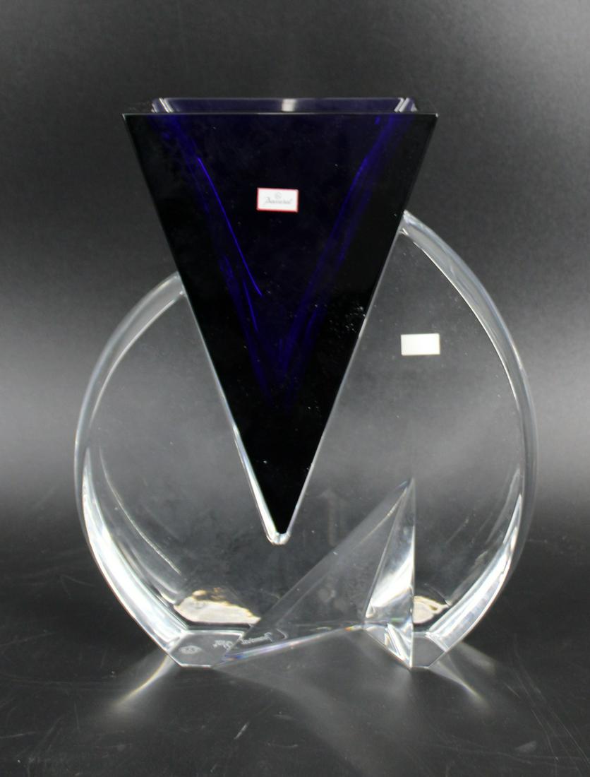 Baccarat "Vecteur" Black  and Clear Glass Vase (1 of 7)