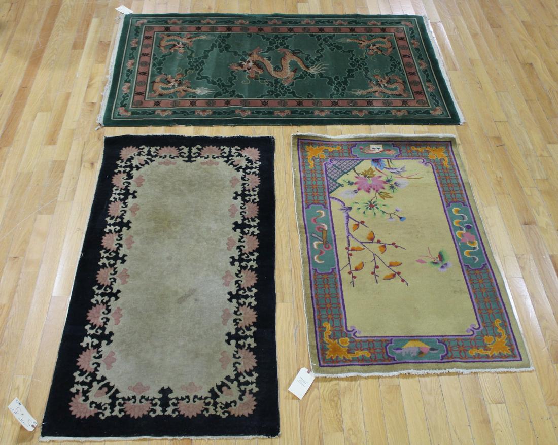 Lot Of 3 Art Deco Chinese Area Carpets. (1 of 11)