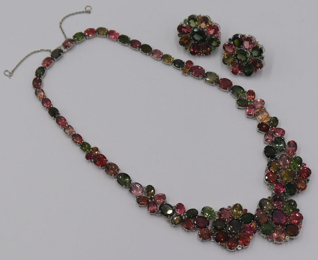 JEWELRY. 3 pc. 18kt Gold and Colored Gem Suite. (1 of 16)