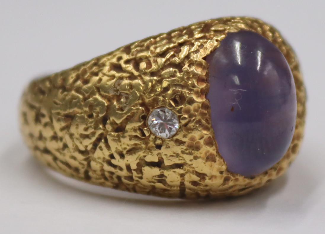 JEWELRY. 18kt Gold, Amethyst and Diamond Ring. (1 of 6)
