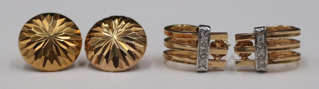 JEWELRY. (2) Pair of 14kt Gold Earrings. (1 of 8)