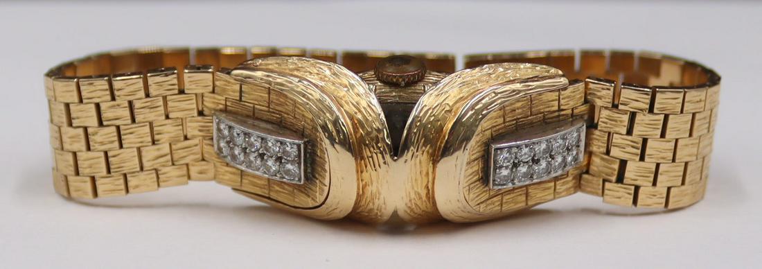 JEWELRY. 14kt Gold, Platinum and Diamond Bracelet. (1 of 18)