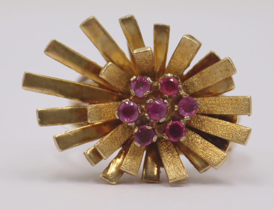 JEWELRY. Vintage 18kt Gold and Colored Gem Ring. (1 of 8)