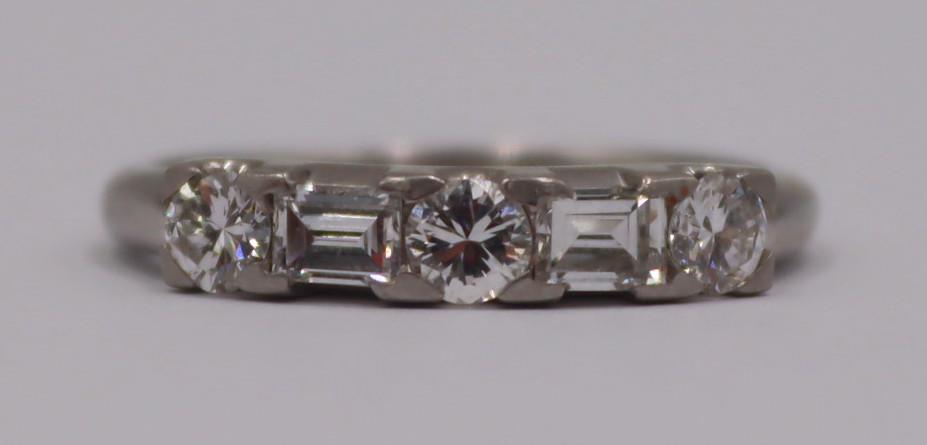 JEWELRY. Platinum and Diamond Band Ring. (1 of 6)