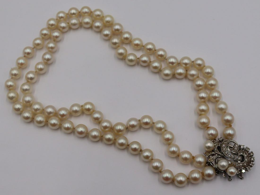 JEWELRY. Double Strand Pearl Necklace with 14kt (1 of 7)