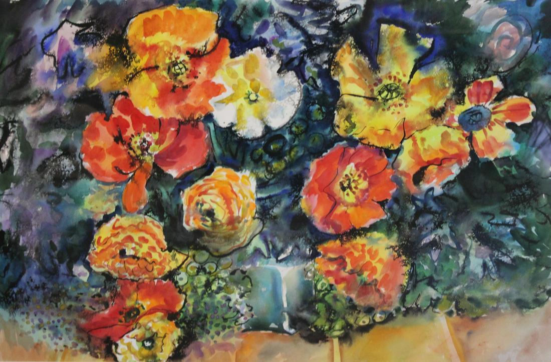 Illegibly Signed &Watercolor Still Life Dated 95. (1 of 4)