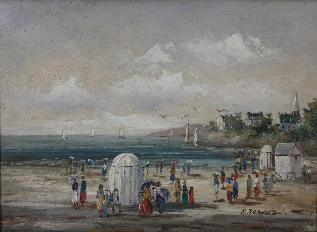 A. Franciz Signed Oil On Canvas Beach Scene. (1 of 4)