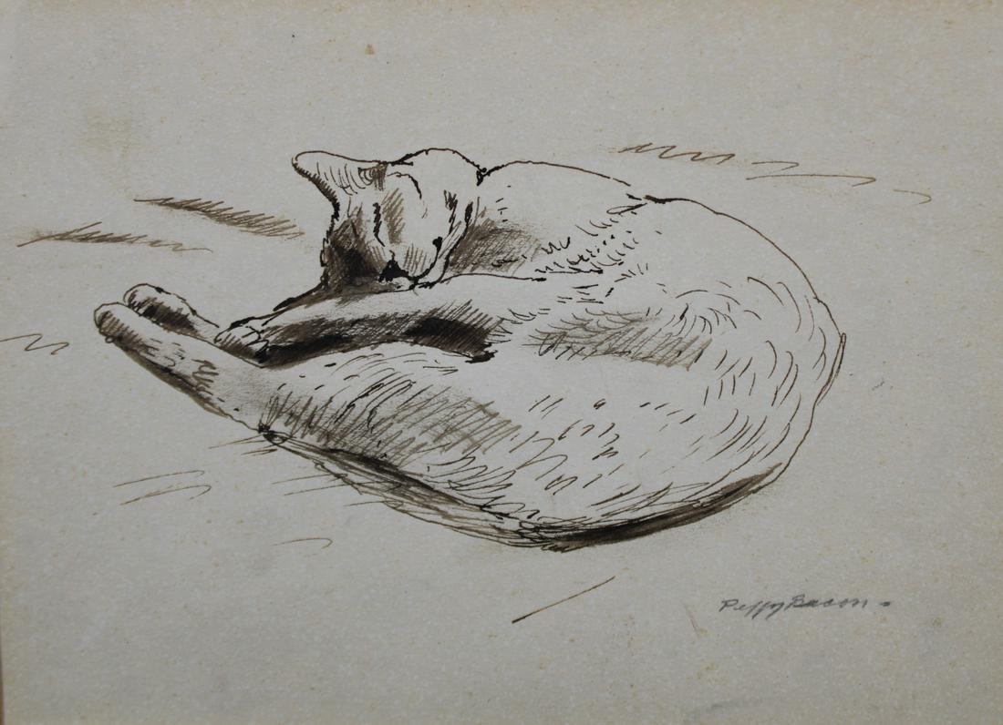 Peggy Bacon Signed Drawing Of A Cat (1 of 5)