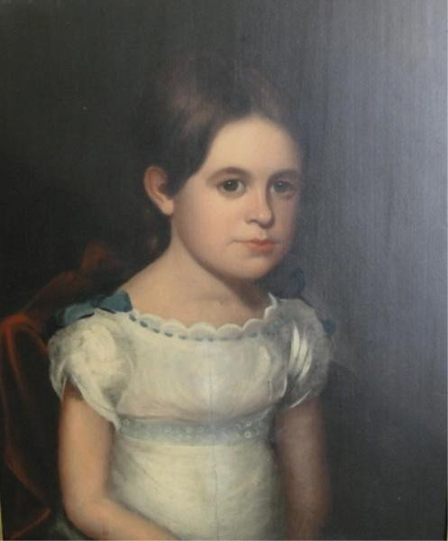 Unsigned. 19th C. Oil on Panel Girl in White Dress: From a Connecticut collector. Dimensions: 21" high x 18" wide. Condition: Professionally cradled panel.