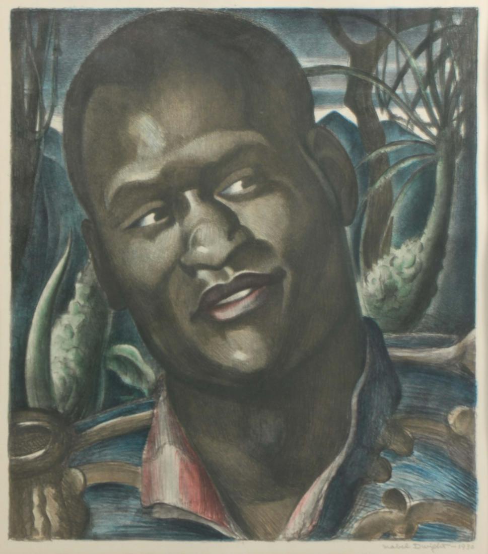 MABEL DWIGHT (AMERICAN, 1876-1955).: Lithograph. "Paul Robeson as Emperor Jones". 1930. Signed and dated lower right. From a Westchester County, NY collection. - Dimensions: Sight: 23.5" high x 18.5" wide