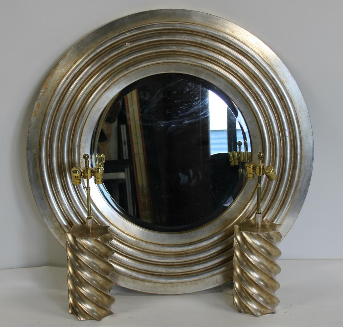 Vintage Signed Silvergilt Wood Bulls Eye Mirror and (1 of 10)