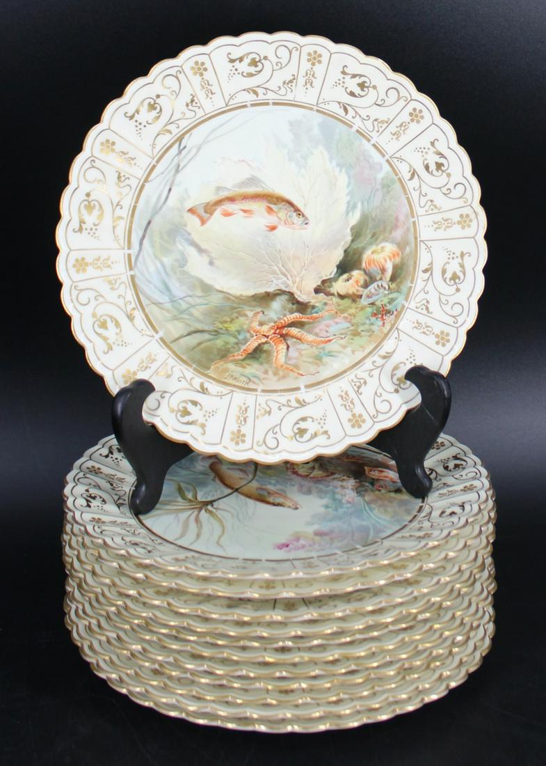 Joseph Birbeck Signed Porcelain Fish Plates. (1 of 5)