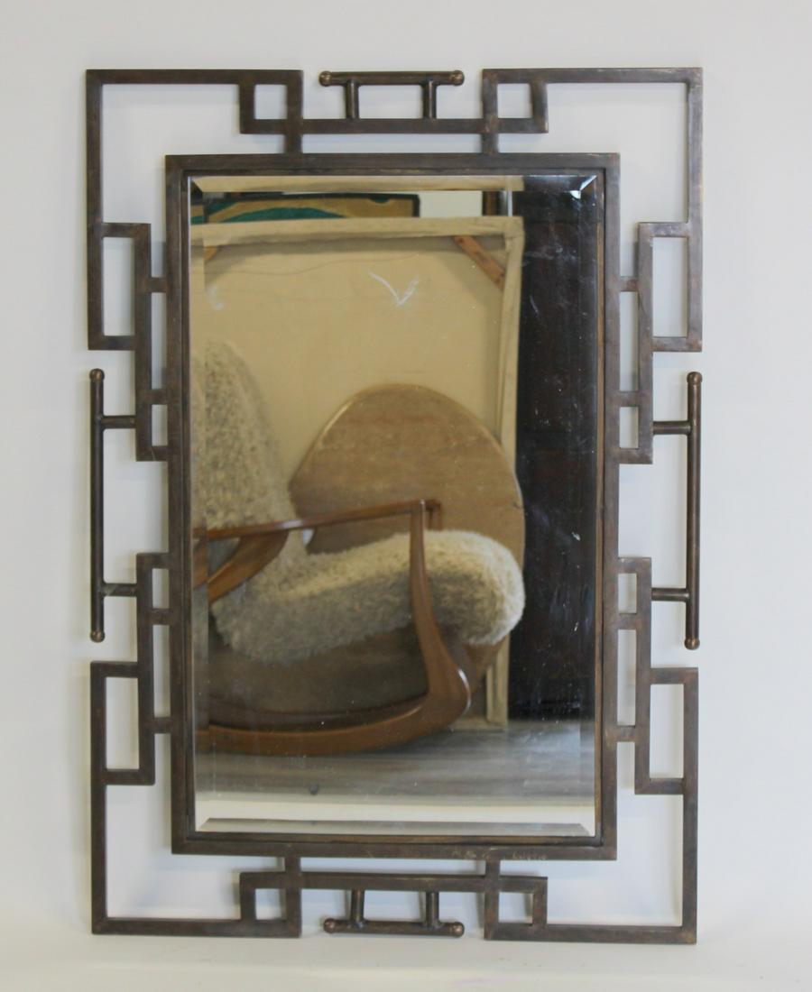 Vintage Patinated Metal Modernist Mirror (1 of 5)