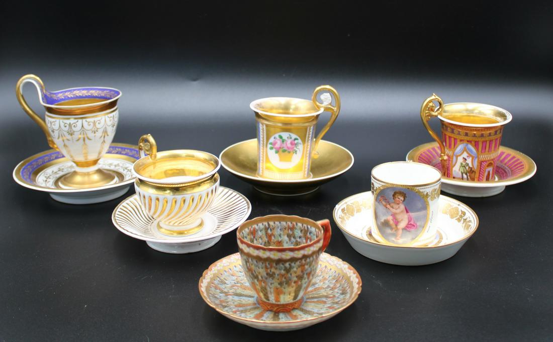 6 Antique Porcelain Cups And Saucers. (1 of 15)