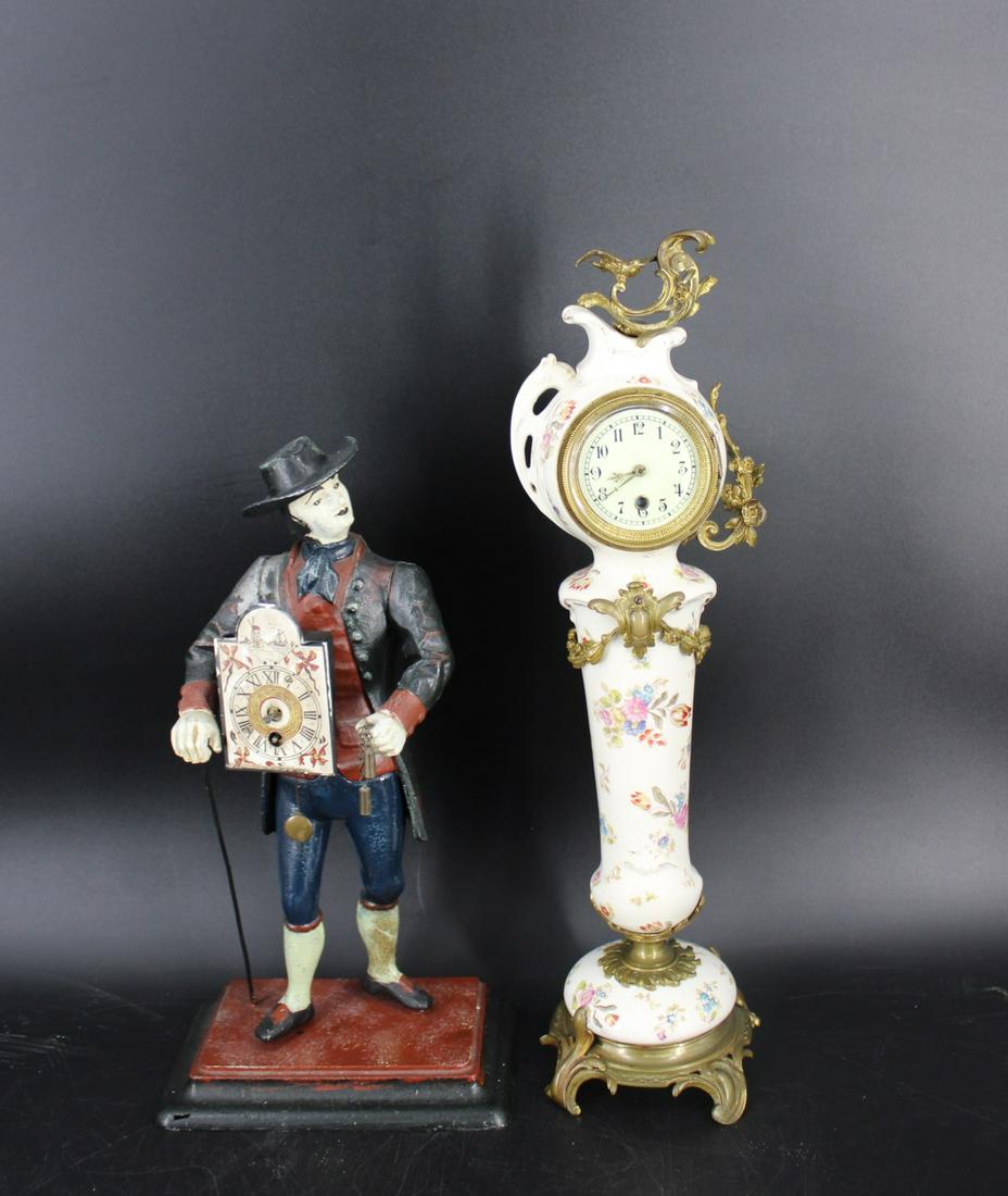 Antique Tole Figural Clock Together With A (1 of 7)
