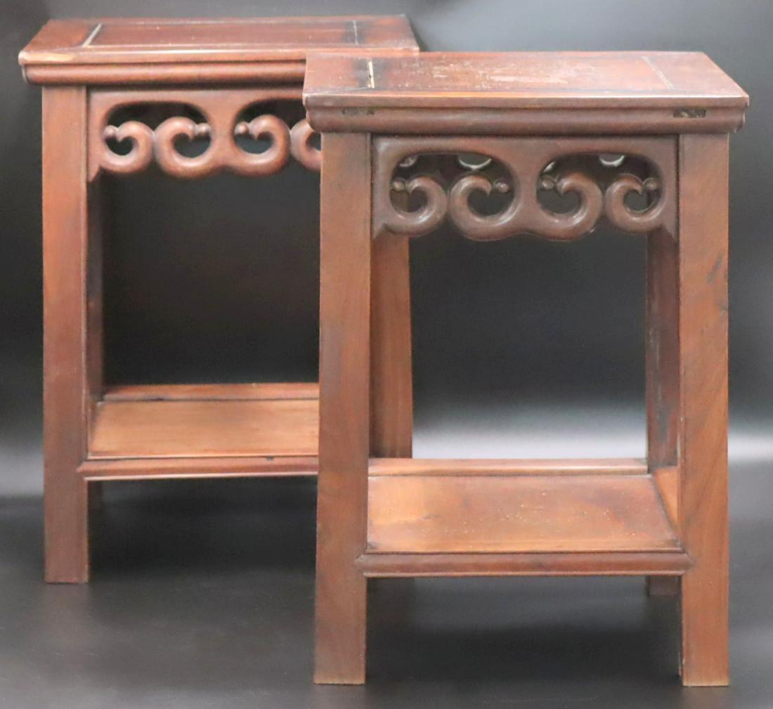 Pair of Chinese Carved Wood Stands. (1 of 15)