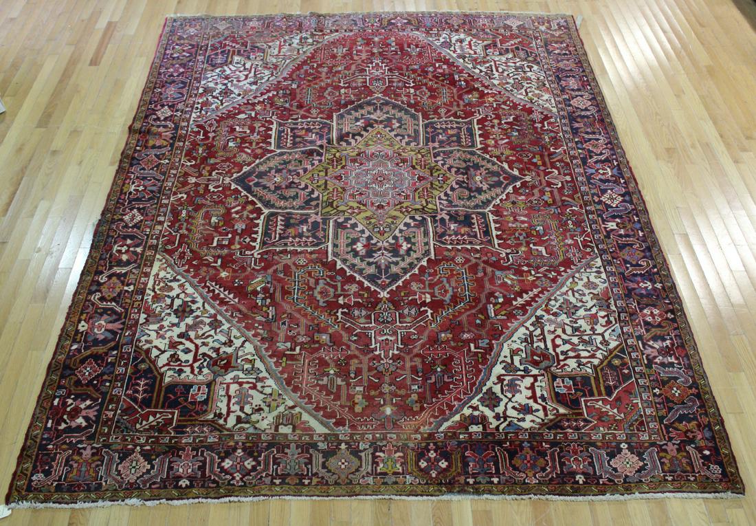 Antique And Finely Hand Woven Heriz Carpet. (1 of 8)