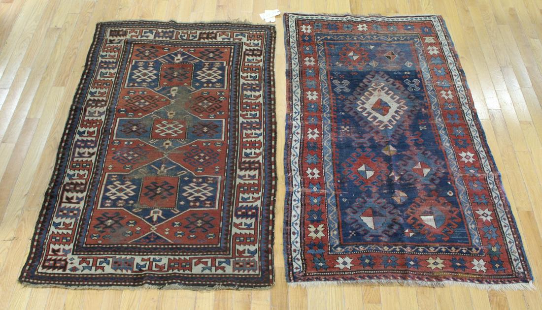 2 Antique And Finely Hand Woven Kazak Style Carpet (1 of 11)