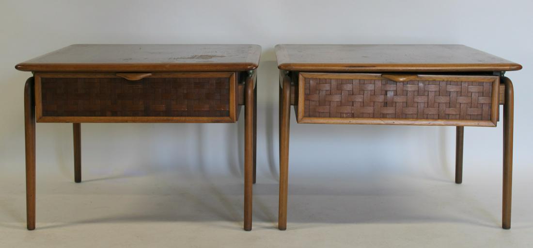 A Midcentury pr Of Basket Weave Front Side Tables (1 of 12)