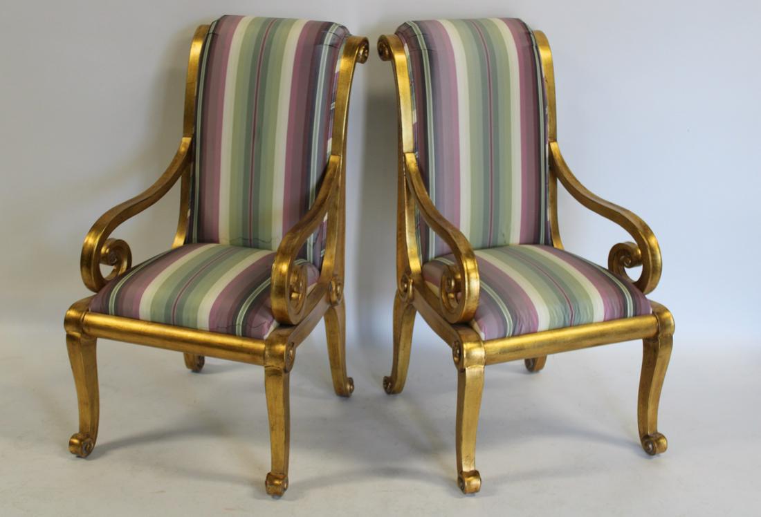 A Vintage Pr Of Classical Style Giltwood Chairs. (1 of 7)