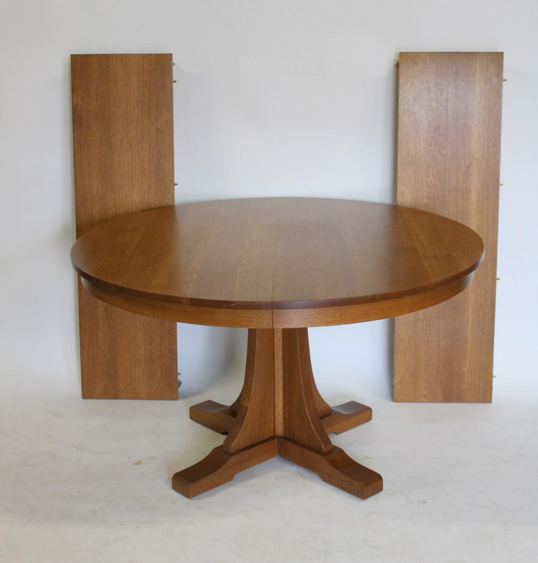 Stickley Oak Arts & Crafts Style Table & 2 Leaves (1 of 6)