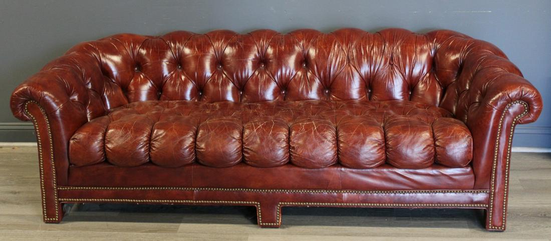 Vintage Brown Leather Chesterfield Sofa. (1 of 8)