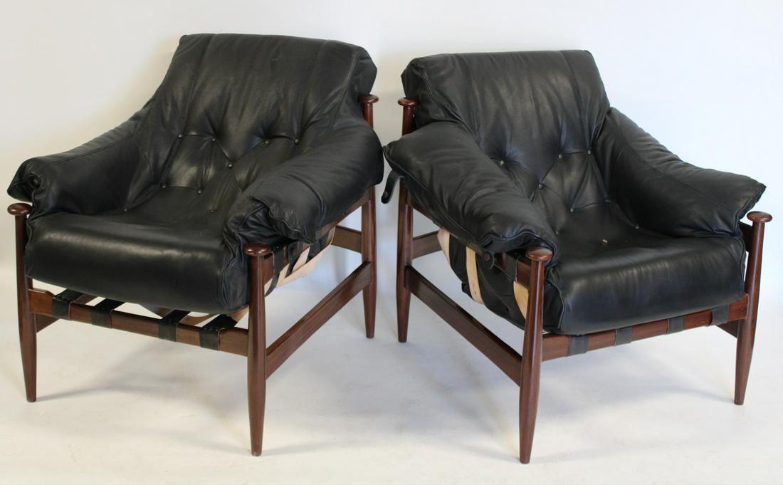 A Midcentury Pair Of Mahogany Chairs With Leather (1 of 5)