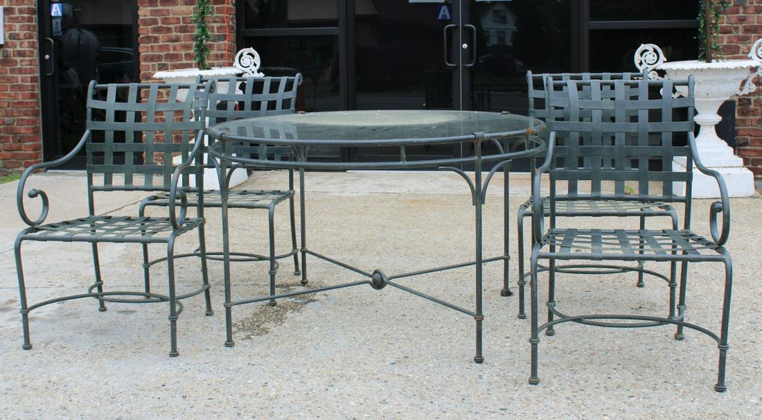 Vintage Patinated Metal Table & 4 Chairs . (1 of 9)