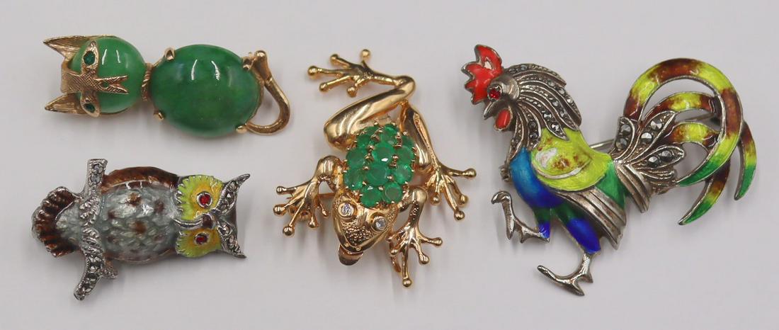 JEWELRY. (4) Gold and Silver Animal Form Brooches. (1 of 10)