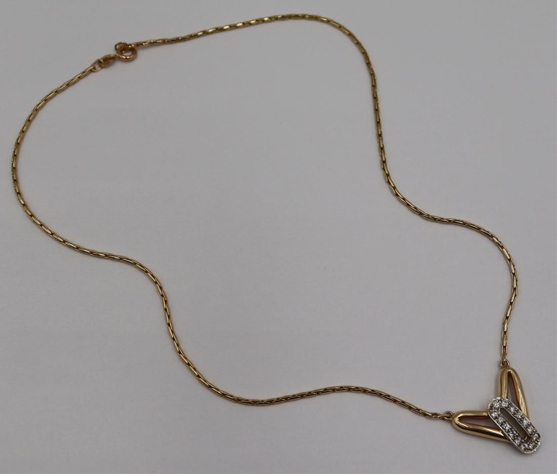 JEWELRY. Italian 14kt Gold and Diamond Necklace. (1 of 7)