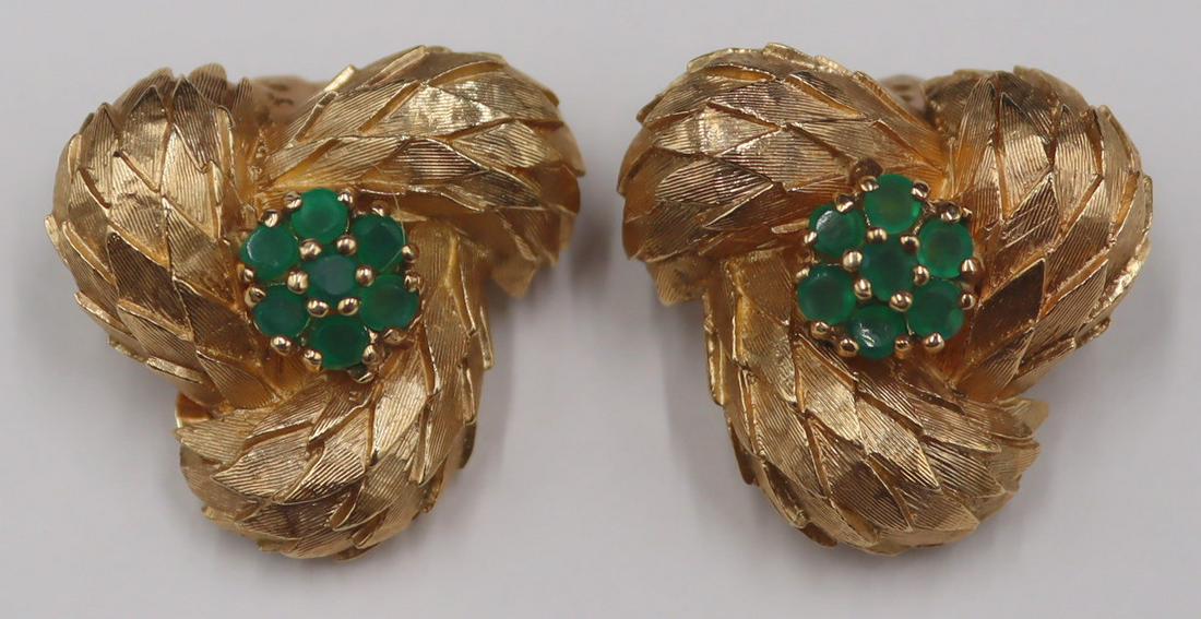 JEWELRY. Pair of 14kt Gold and Gem Earrings. (1 of 7)