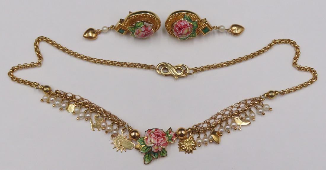 JEWELRY. 3 Pc. Gabriella Rivalta 18kt Gold, Enamel (1 of 12)