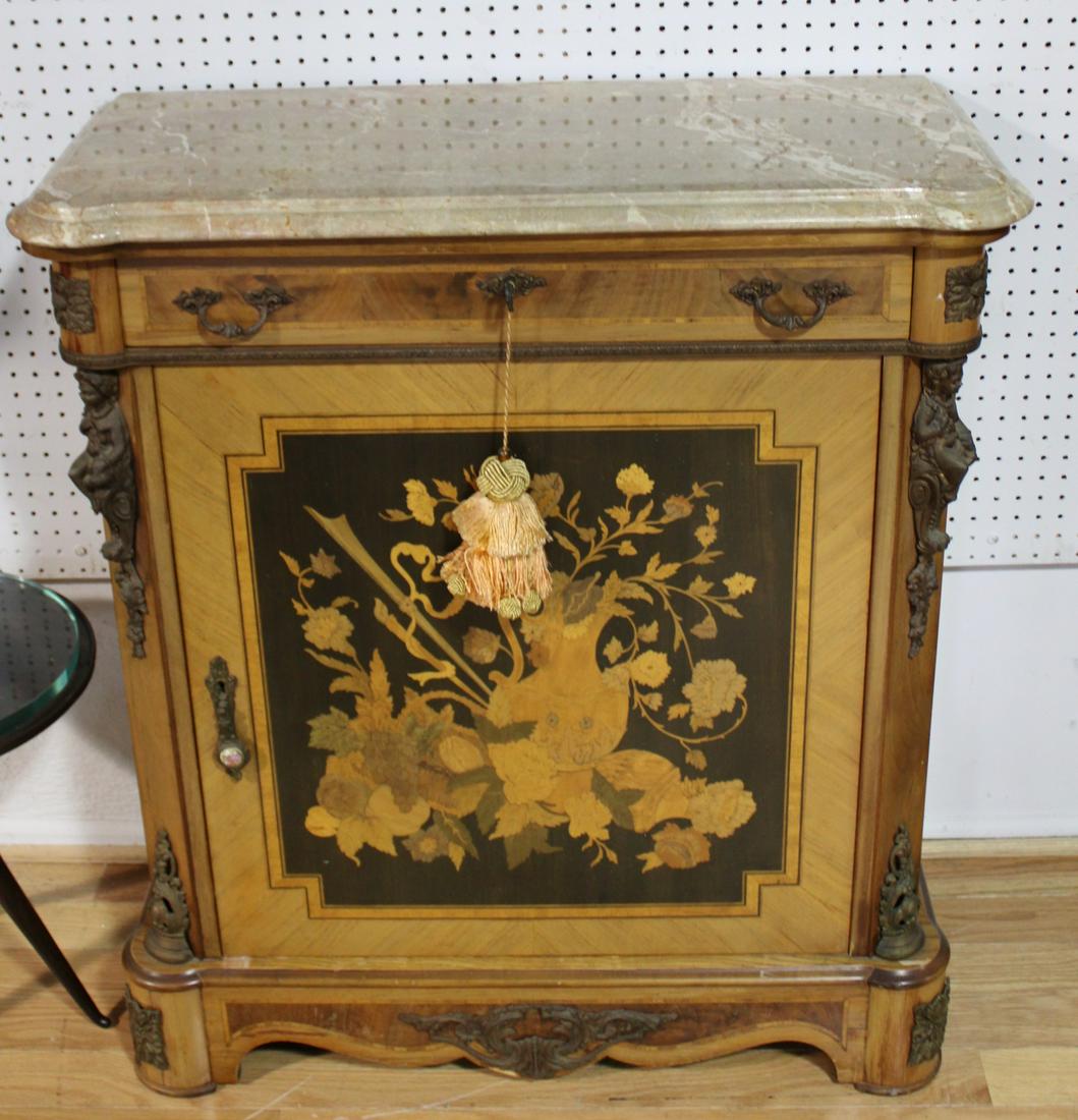 Antique Bronze Mounted, Inlaid Marbletop (1 of 6)