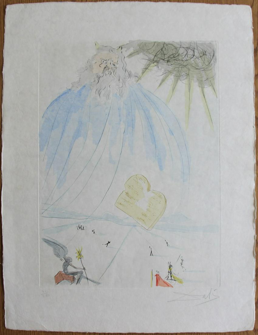 SALVADOR DALI (SPANISH, 1904-1989).: Engraving with poichoir color on Japon paper. "Moses" from Our Historical Heritage Suite. Signed lower right. No. 41 from an edition of 250. From a Yorktown Heights, NY collection. Dimension