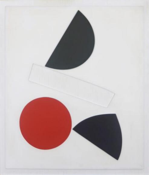 ALAN MUNRO REYNOLDS (GREAT BRITAIN, 1926-2014).: Emulsion painted relief. Signed and dated "Alan Reynolds 1971" to verso. From a Westchester, NY estate. Dimensions: 26" h x 21.75" w. Frame: 29" h x 24.75" w.