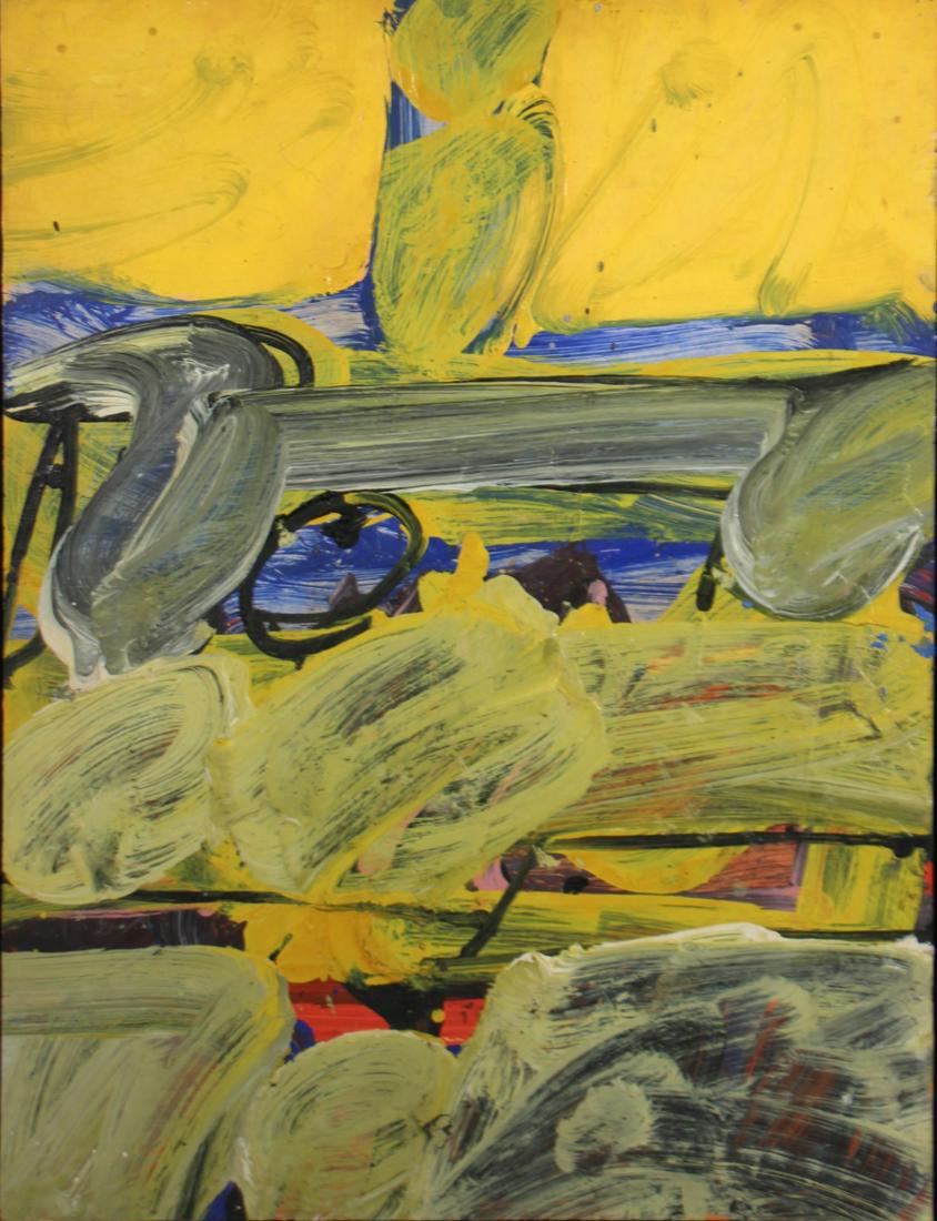 JOE STEFANELLI (AMERICAN, b. 1921).: Oil on board "Whisper" 1961. Signed, titled and dated verso. From a New York collection. - Dimensions: 26" h x 20" w.