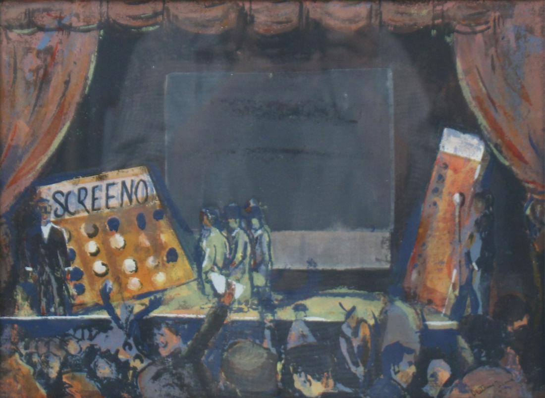 BEATRICE MANDELMAN (AMERICAN, 1912-1998).: Gouache. Signed to lower right. From a New Jersey estate. - Dimensions: 10.5" h x 14" w & Frame 17.5" x 21.25"