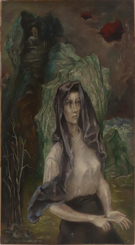 PEPPINO MANGRAVITE (AMERICAN,1896-1978): Signed to lower left. From a Yonkers, NY estate. - Dimensions: 48" h x 26" w.