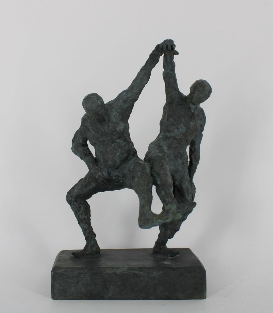 RAFAEL SCORBIAC (FRENCH, b.1974).: "La Bourree" Bronze sculpture. Signed and numbered 1 from an edition of 8. Foundry stamp on base, circa 1999. From a Greenwich, CT collection. - Dimensions: 8.75" h x 5.25" w x 4.25" d.