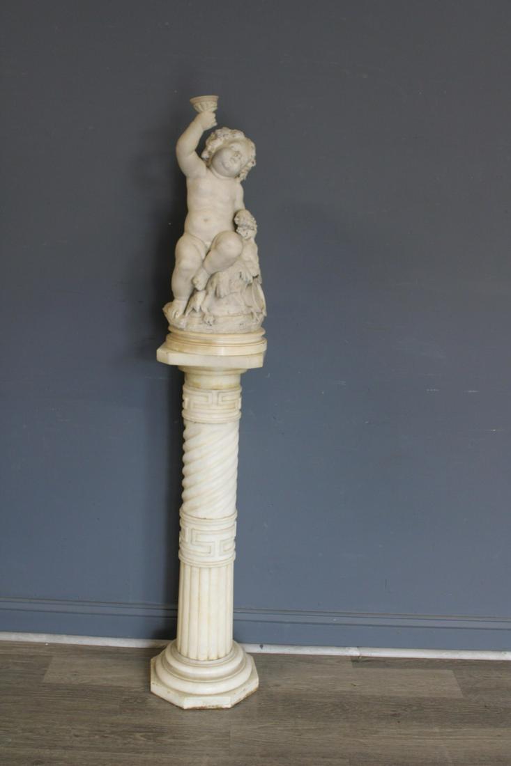 White Marble Pedestal with Cherub. (1 of 8)