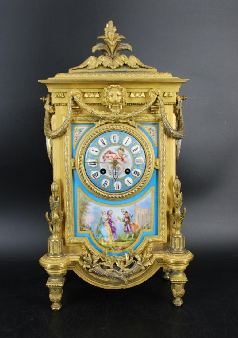 Large & Impressive Gilt Bronze Clock With Sevres. (1 of 11)