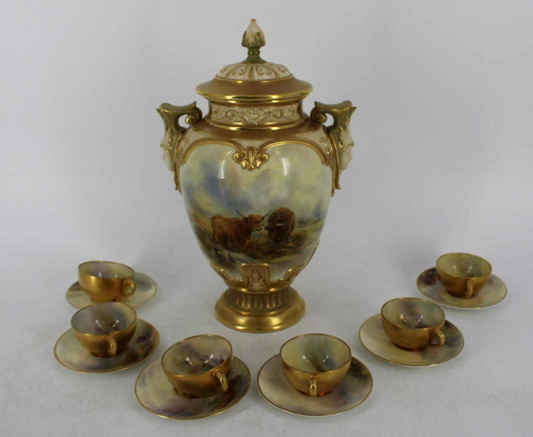 Royal Worcester Porcelain Urn With Cups & Saucers (1 of 8)